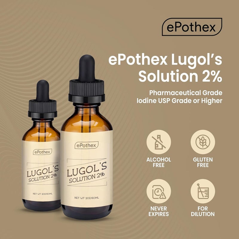 EPOTHEX Lugol's Solution 2% 2oz Glass Dropper Bottle. Contains Potassium Iodide and Iodine, 60ml - Image 5